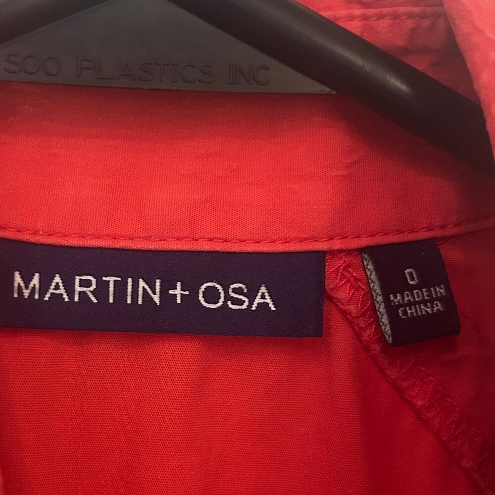 Martin + Osa tomato-red cotton cap-sleeve shirt dress sz 0 - Picture 4 of 6